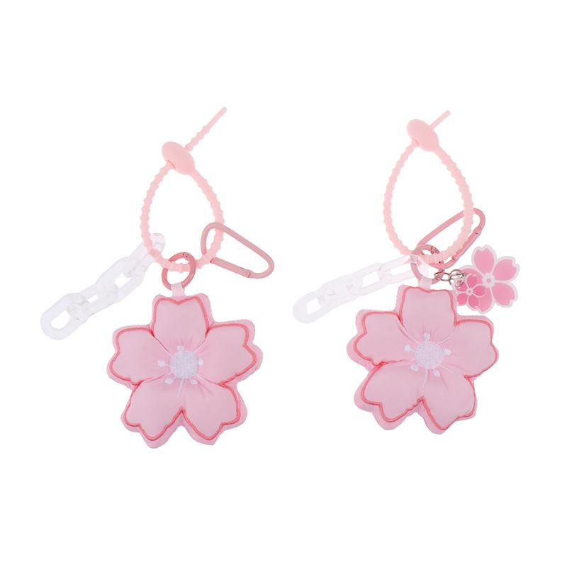 Pink Cherry Blossom Key Chain Fabric Sakura Pendant Cute Flower Key Ring Backpack Charms Car Decoration Bag Accessories