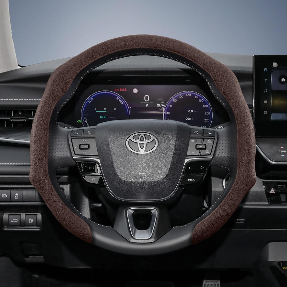 Suitable for Toyota Premium Suede Snap-On Steering Wheel Cover, Non-Slip and Durable Car Accessories, Modified Yaris Auris Chr Corolla Rav4 Hilux Wish