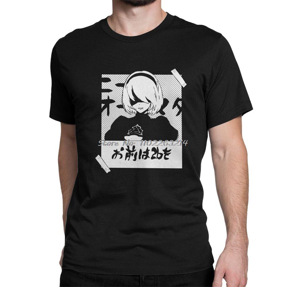 

Men Nier Automata 2B Waifu T Shirts Japanese Game Cotton Tops Awesome Short Sleeve Tees Gift Idea T-Shirts Oversized Anime 4XL
