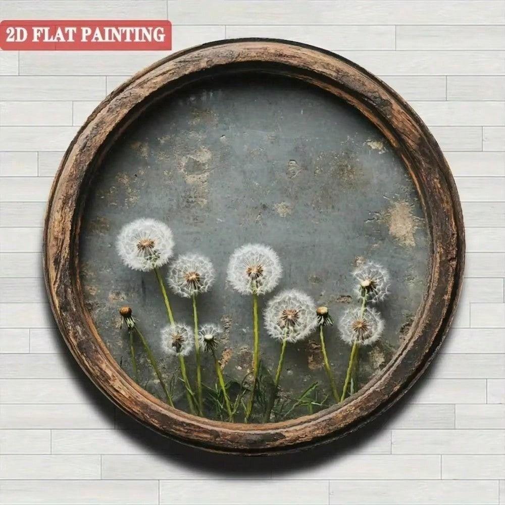 Round Rustic Metal Wall Art Daisy Discus Home Decor