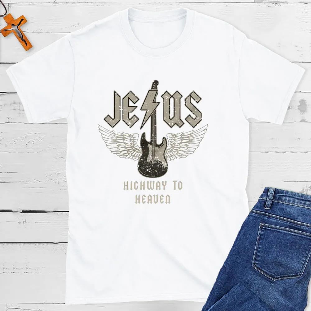Jesus Highway To Heaven T-Shirt Herren und Damen Kurzarm Baumwolle T-Shirts Retro HipHop Tops Sommerbluse Herren Kleidung