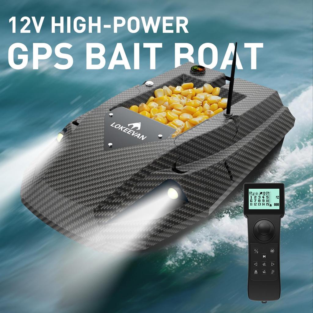 GPS Fishing Bait Boat LOKEEVAN D50B 590 Brushed Motor Dual 15600mAh Battery 2kg Load 500M Remote Control Night Light