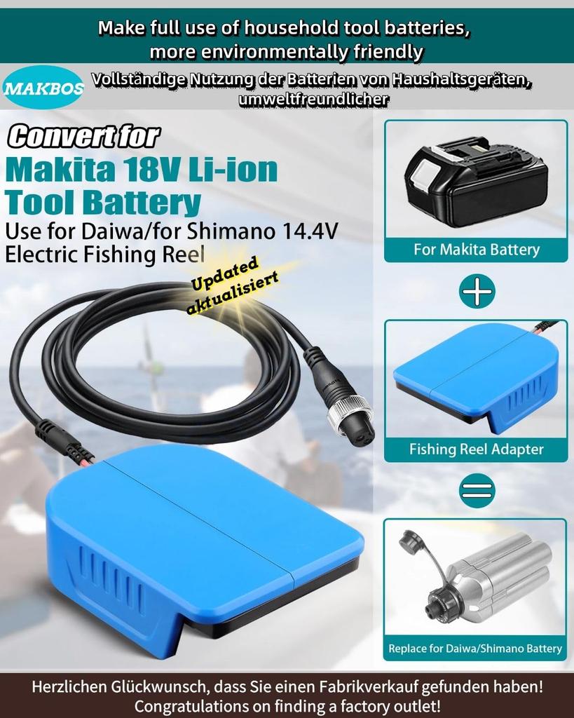 Shimano fishing reel adapter for for Makita 18V for Daiwa and Shimano electric fishing spinning reels BG 3000 4000 5000 for saltwater and freshwater