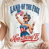 Retro 4th of July PNG, Vintage Woman American Flag Graphic (Digital Download)