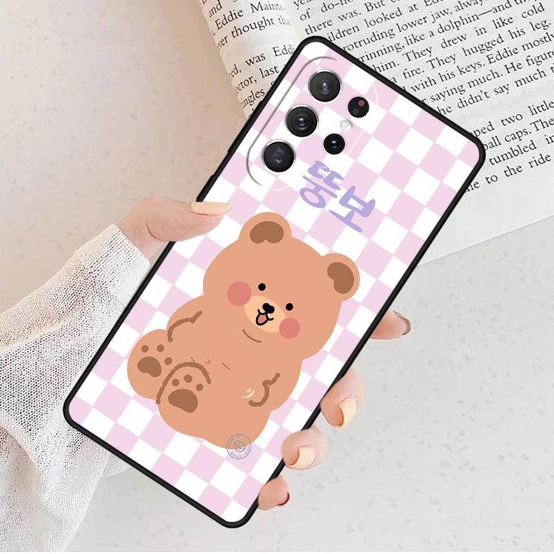 Kawaii Cute Bears Korean Phone Case For Samsung Galaxy S25 S23 S30 S8 S21 S20 FE S24 S22 Note 10 20 Plus lite Ultra