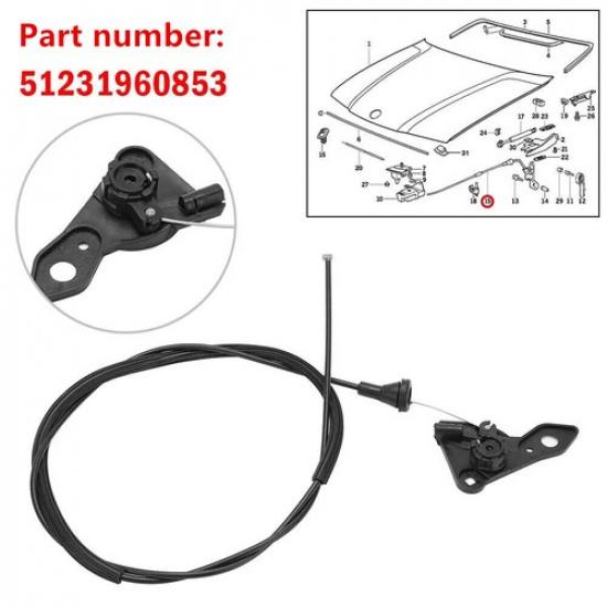Hood Release Cable Fit For BMW E36 316i 318i 320i 323i 325i 328i M3 51231960853