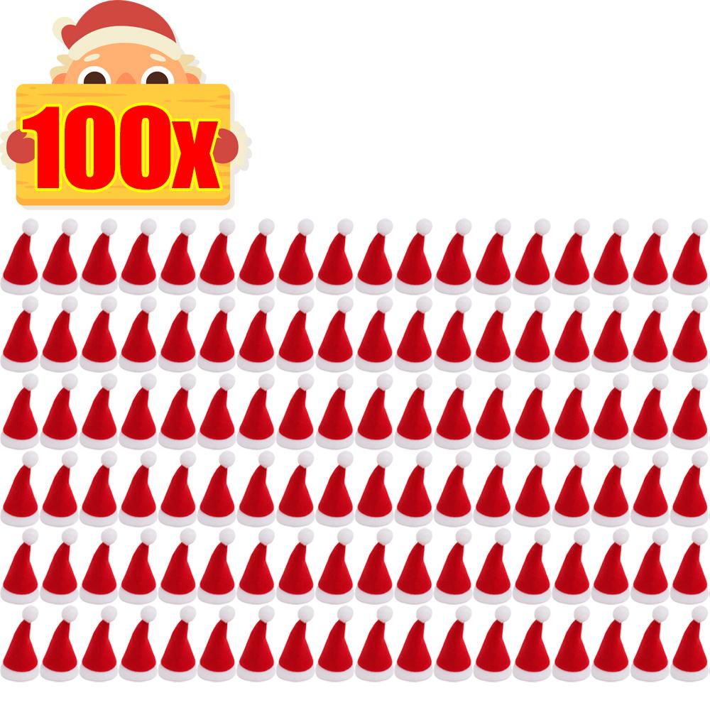 Mini Santa Hat Non-Woven Fabric Lollipops Caps Wine Bottle Covers Christmas Bottles Holder Kitchen Tableware Dinner Decoration