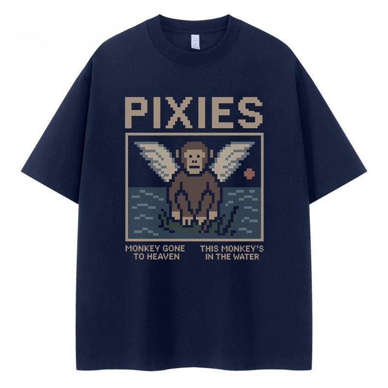 

PIXIES bands retro Americanstyle streetwear loose cotton roundneck rock shortsleeved Tshirt 4XL