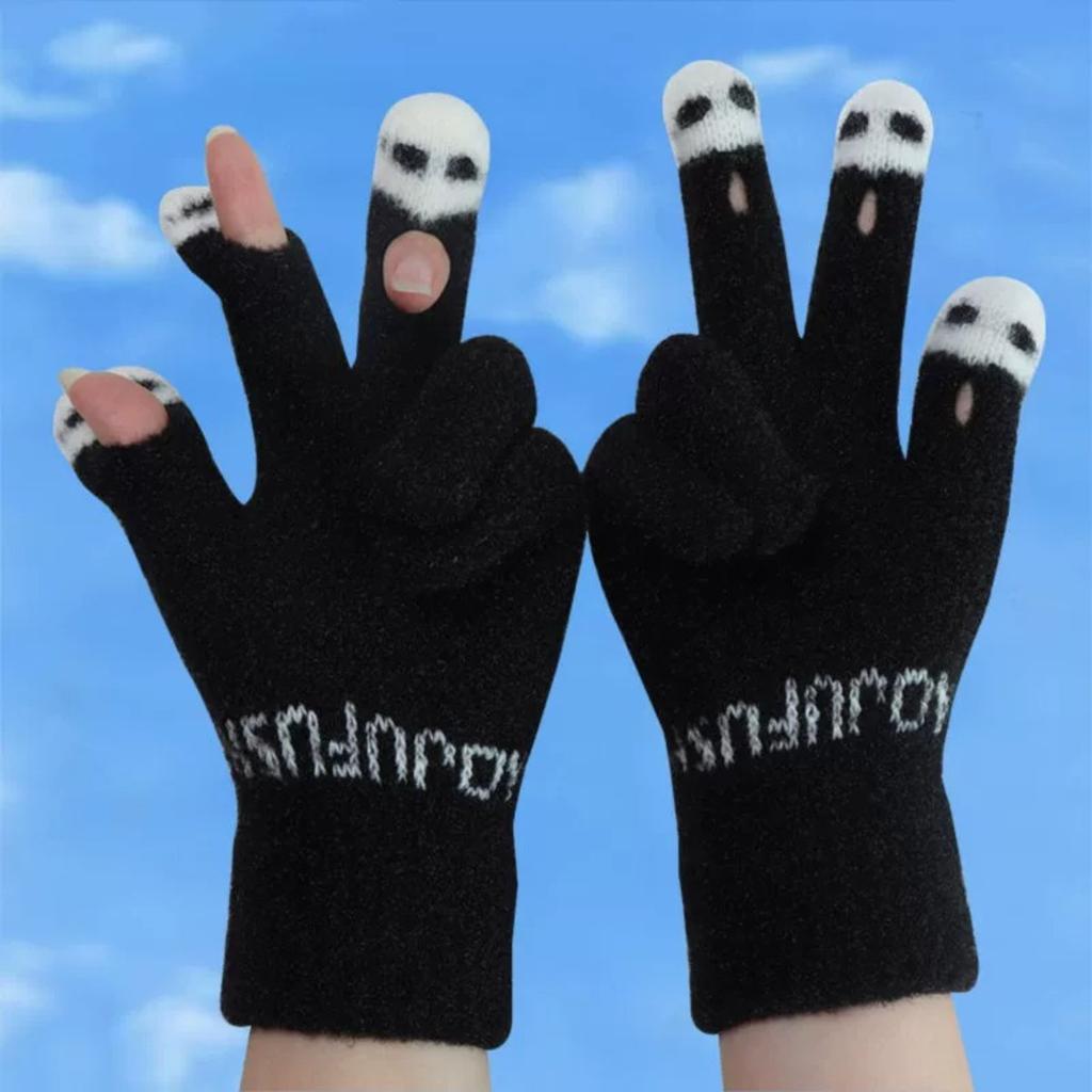 Touchscreen Women's Gloves Cute Knitted Writing Play Phone Warm Autumn/Winter Cartoon Student Versatile