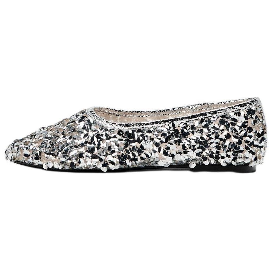 Zara Shiny Sequin Embellished Slip-On Casual Shoes Women Shoes Silver 13513410