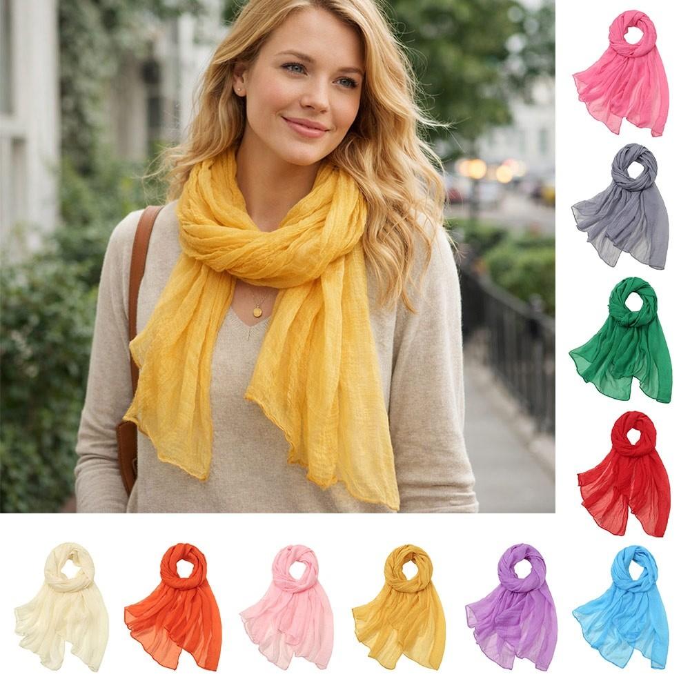 Long Sunscreen Shawl Solid Color Shawl Silk New Chiffon Scarf  Summer