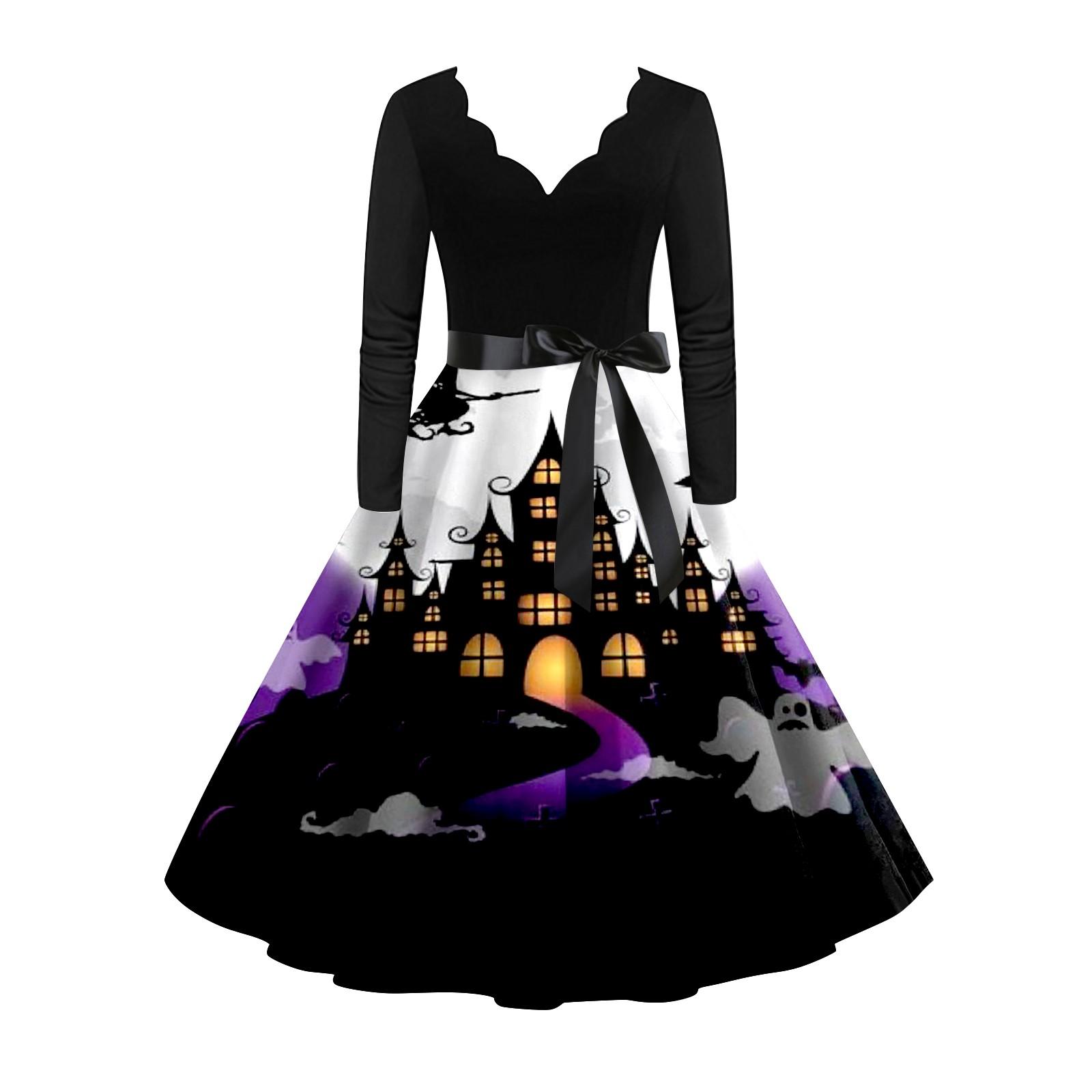 Платье с расклешенным принтом на Хэллоуин для женщин — фото 5