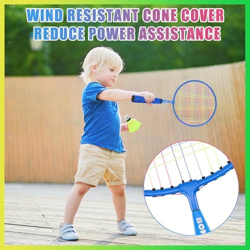 TUZHE Kids Badminton Set with Carry Case, Mini Badminton Rackets for Beginners, Outdoor & Beach Sports Game Toy