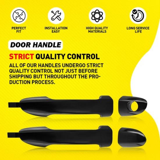 4x Black Exterior Door Handles For 2005-2009 Kia Spectra Driver & Passenger Side