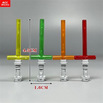 MOC Bausteine 4cm Actionfigur Schwertgriff Stange 4L 2L Gekreuztes Lichtschwert Klinge 21699 64567 Bausteine Zusammengebaut Kinderspielzeug