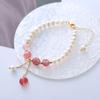 Strawberry Crystal Freshwater Pearl Bracelet Bangles Women Fashion Jewelry Accessories Gift