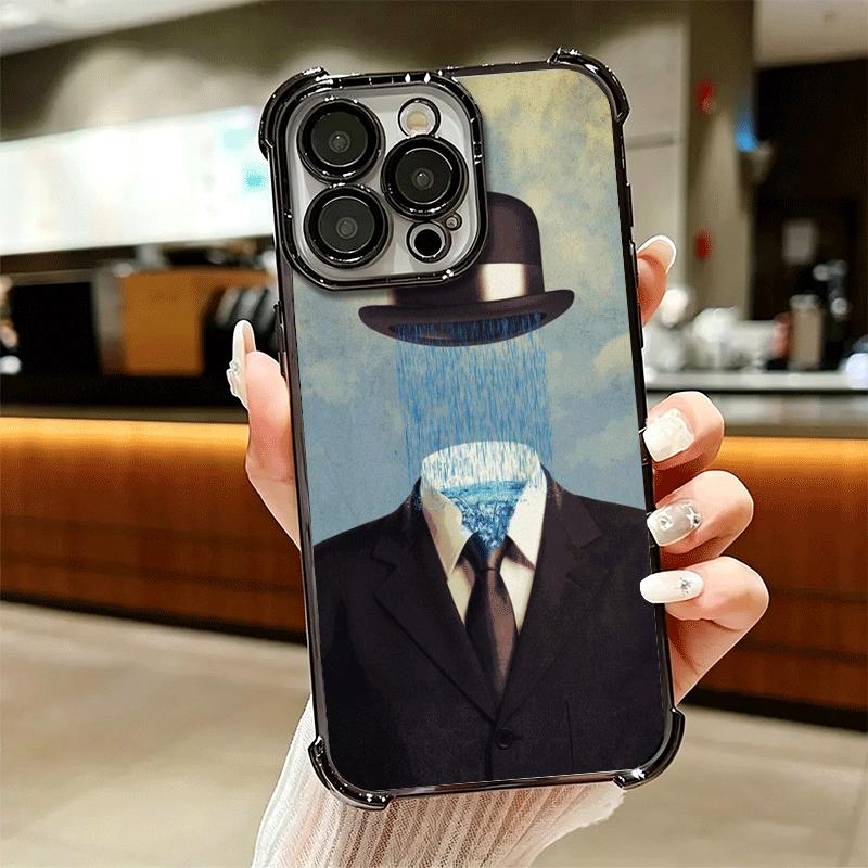 Rene Magritte Art Soft Phone Case For iPhone 15 16 17 Air 14 Pro Max 16E Plus 13 12 Mini Plating Anti-Fall Fundas