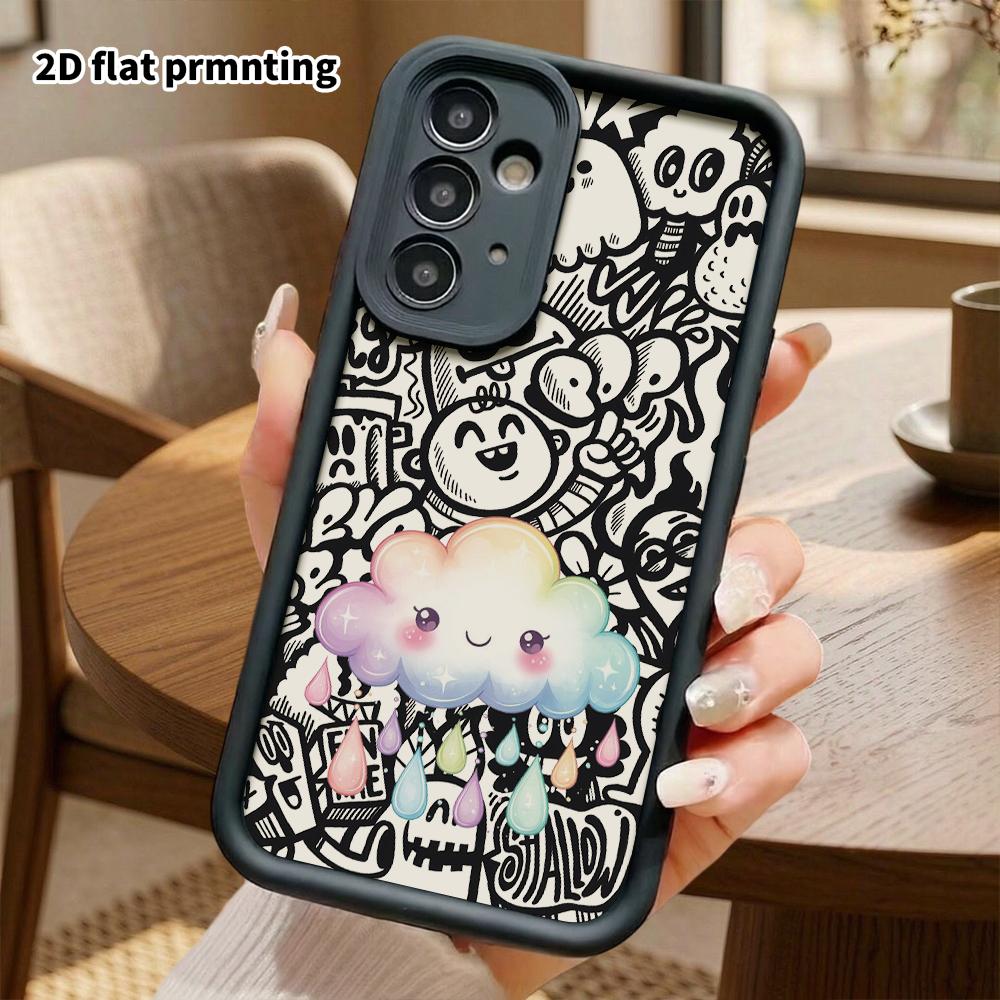 Phone Case: 2D Flat Samsung Galaxy A34 A35 M05 M06 S20 S22 S21 FE Plus 5G Protective Case, Rainbow Clouds, Christmas and Halloween Gift