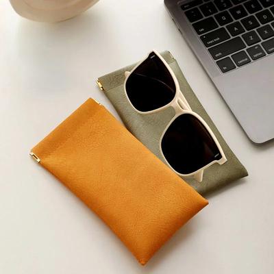 Estuche para gafas de lectura de cuero suave, 4 colores, resistente al agua, sólido, bolsa para gafas de sol, bolsas simples de almacenamiento, accesorios para gafas