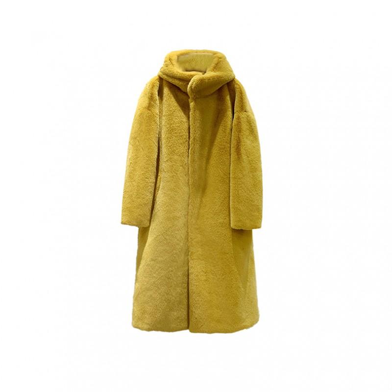 Womens Faux Mink Fleece Lined Hooded Coat Long Warm Oversized Winter Outerwear In Solid Colors