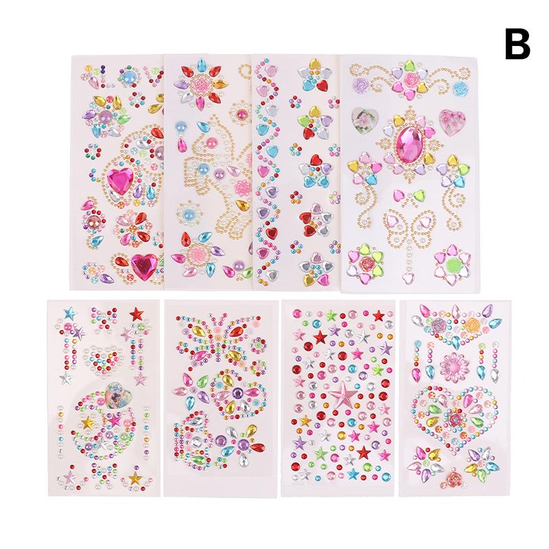 3D Gem Acrylic Crystal Stickers Diy Phone Album Decoration Self Adhesive Jewel Crafts Sparkly Rhinestone Stickers Girls Gifts