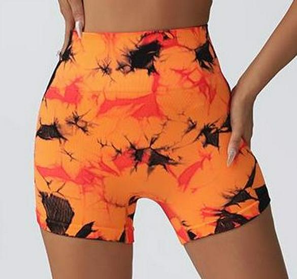 

Женский двухцветный бесшовный бюстгальтер с принтом тай-дай и шорты для йоги с эффектом подтяжки бедер и накладкой на грудь Small