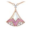 2025 Qixi Limited Edition 925 Sterling Silver Fan-shaped Necklace, 18k Gold-Plated, Diamond-Set, Women's Valentine's Day Gift