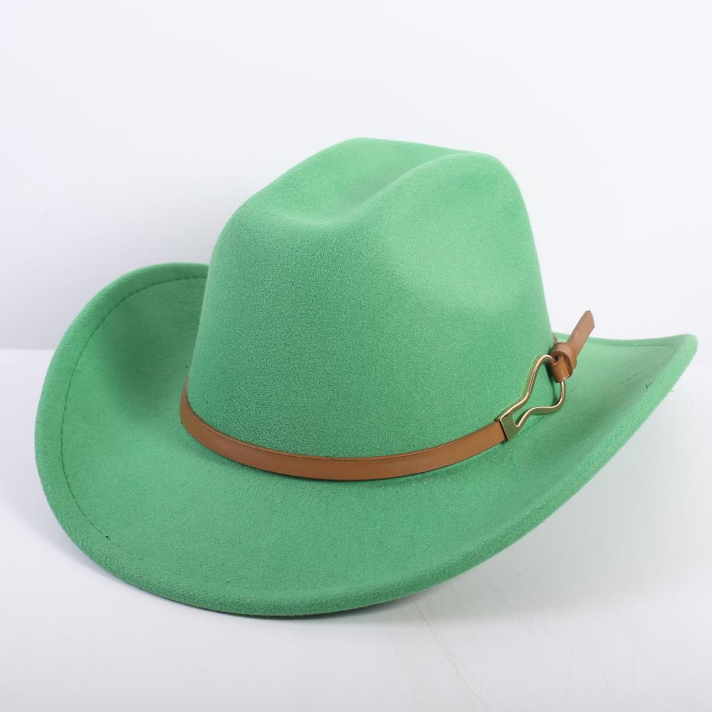 Popular European and American Fashion OL Style One-word Cowboy Hat Men's and Women's High-end Top Hat Jazz Hat Felt Hat