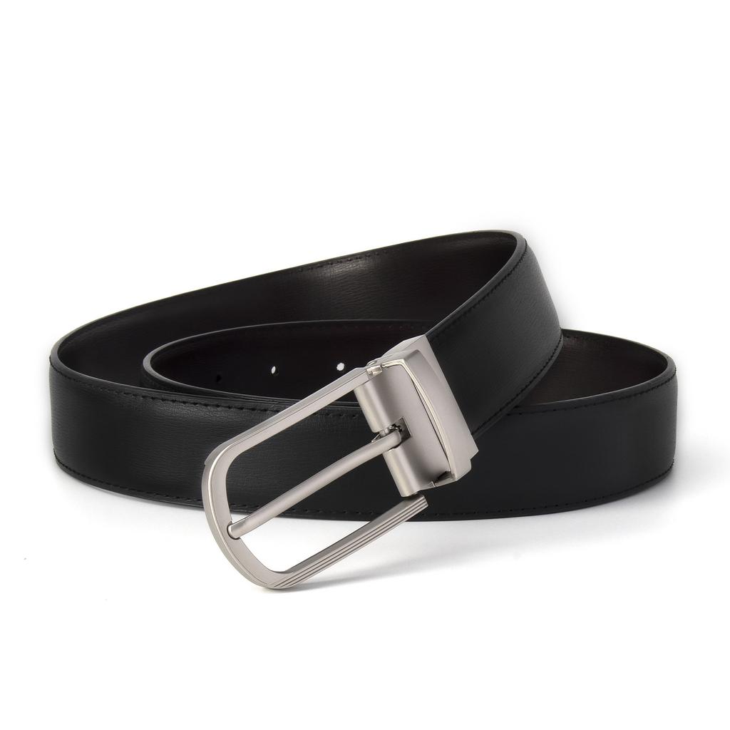 Belt Men'S Leather Two-Layer Belt Men'S Trendy Men'S Rotating Buckle Simple Business Belt Men'S Premium Sense