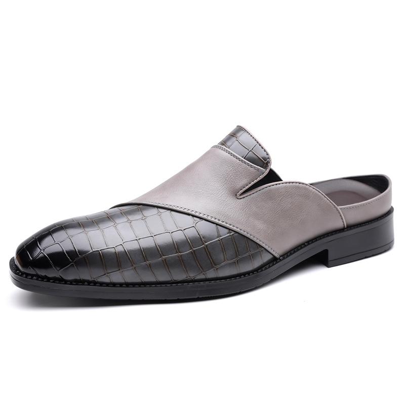 Big Size Fashion Casual No Heel Half Slippers for Men Summer Autumn New Designer Leather Shoes Male Solid Color Mules Man