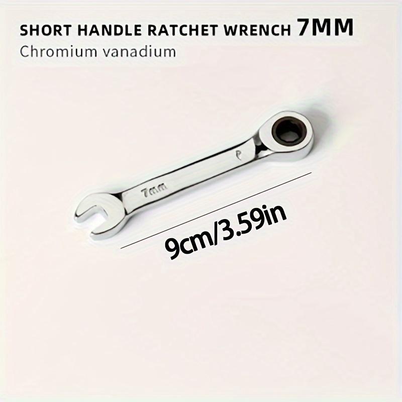 [Reversible Wrench] 6mm-19mm Reversible Combination Wrench | Short Handle Single Wrench, 72 Tooth Ratchet Socket Wrench Nut Maintenance Tool