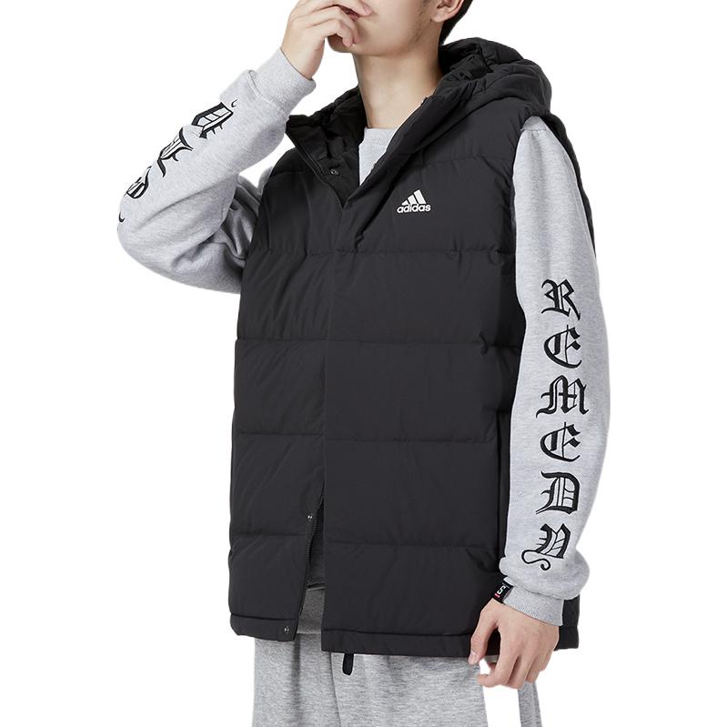 Adidas Solid Color Print Logo Stand Collar Casual Sport Vest Men Vest Black HG6277