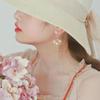 New Fashion Folding Fan Crane Flower Asymmetric Earrings for Women Temperament Long Tassel Dangle Earrings Party Jewelry Gift
