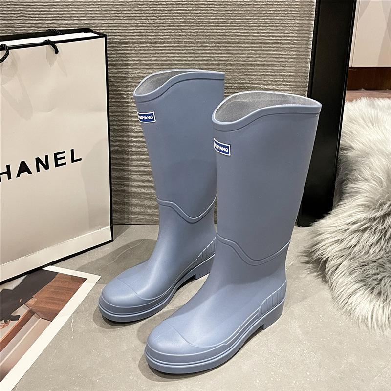 Fashion new high tube rain shoes female adult velvet warm non-slip water shoes high top boots cold rain shoes