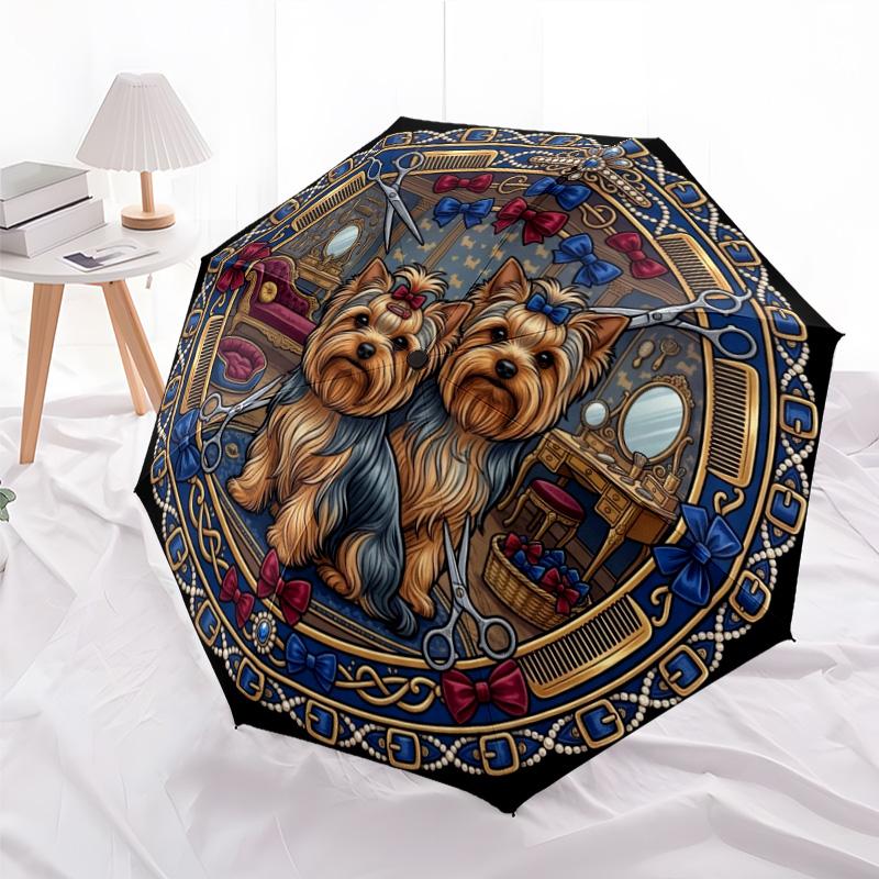 Royal Canine pattern umbrella, portable and foldable design, 8 ribs, a casual accessory for Halloween, Christmas, and birthday gifts.