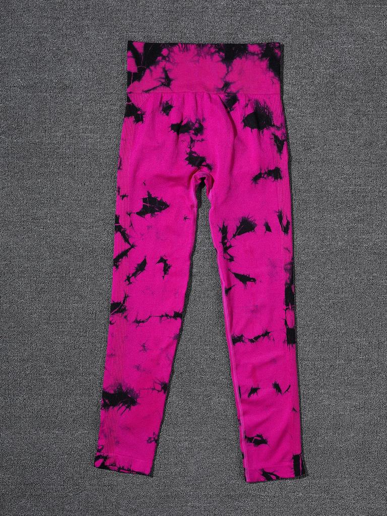 Women's High-Waist Tie-Dye Yoga Pants - European & American Style, Peach Hip-Lifting, Outerwear Fit