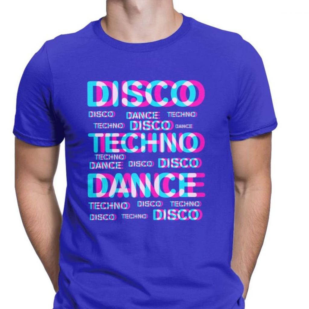Disco Dance Techno T Shirts Men Cotton Novelty T-Shirt Music Audio Trance Hardcore Tee Fitness Clothes Christmas Day