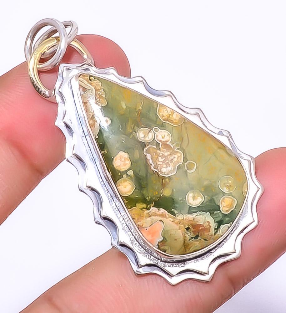 

Rainforest Jasper - Australia 925 Sterling Silver Bali Pendant 1.95 P91851233