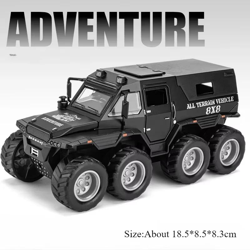 1:32 Russian Avtoros 8x8 Mammoth Models Diecast Cars Toys Doors Opened Sound Light Pull Back Miniature Vehices Fun Gift for Boys