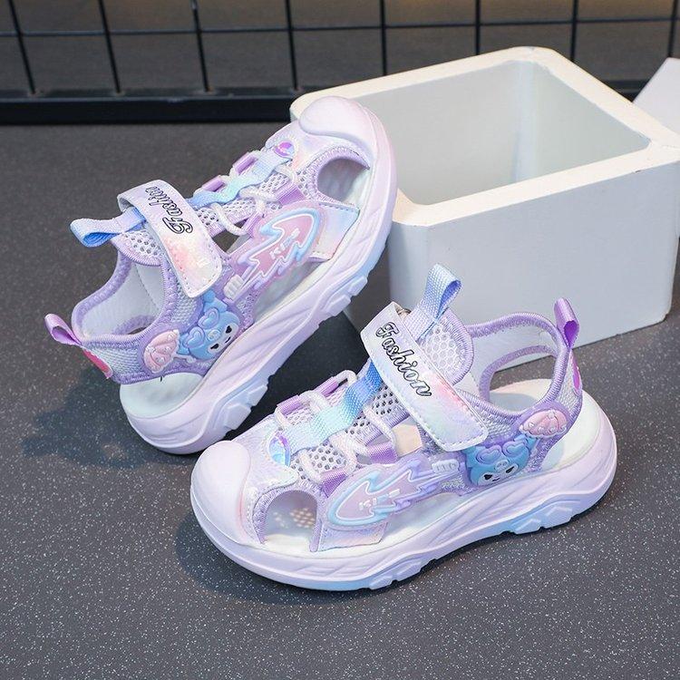 Girls' Closed-Toe Sandals Summer New Style for Young Girls and Toddlers, Soft Sole Versatile Student Shoes