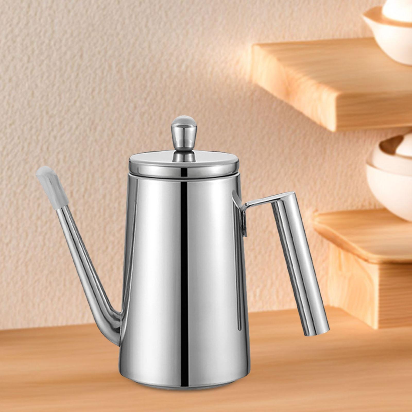 

Stainless Steel Oil Storage Container with Spout Kitchen Drizzler Bottle Easy Grip for Olive Oil Vinegar Soy Sauce