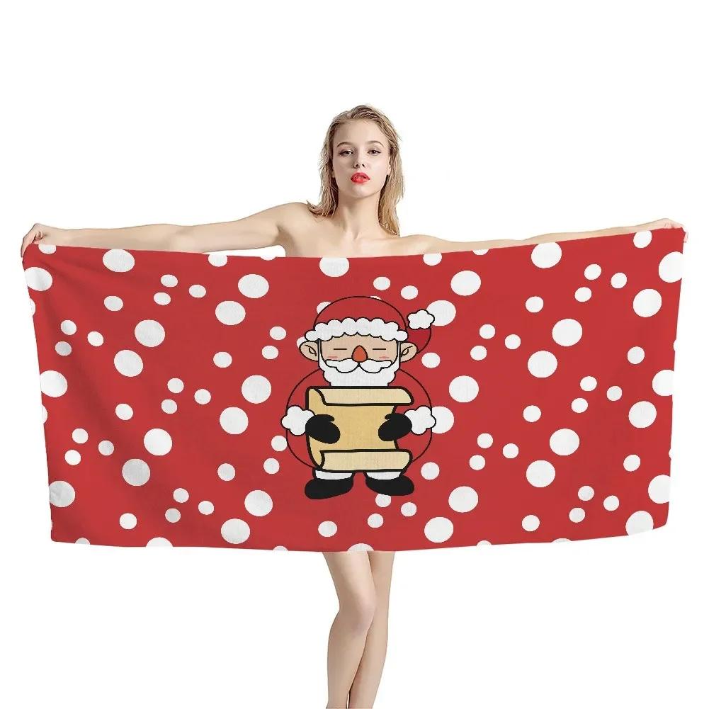 Christmas Gifts For Couple Bathroom Beach Towel Cute Santa Claus Design Women Swimming Fitness Exercise Yoga Mat Quick Dry Towel
