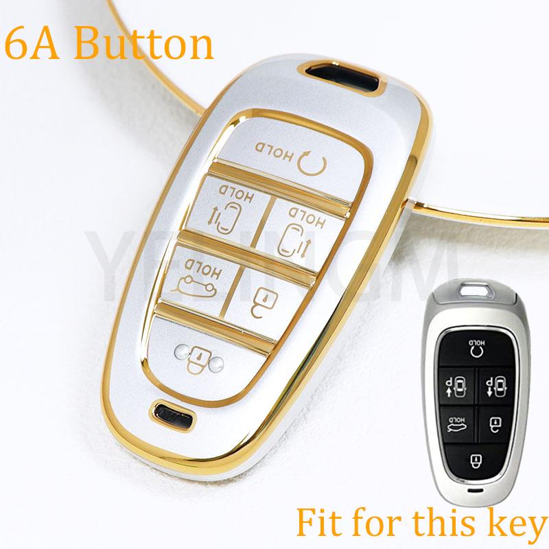6 Buttons Tpu Car Key Case Cover Keychain For Hyundai Ioniq 5 Solaris Sonata Hybrid Nexo Nx4 New Grand Santa Fe Tucson