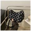 Street Style Star Pattern Denim Chain Crossbody Bag With Zipper Closure For Daily Use