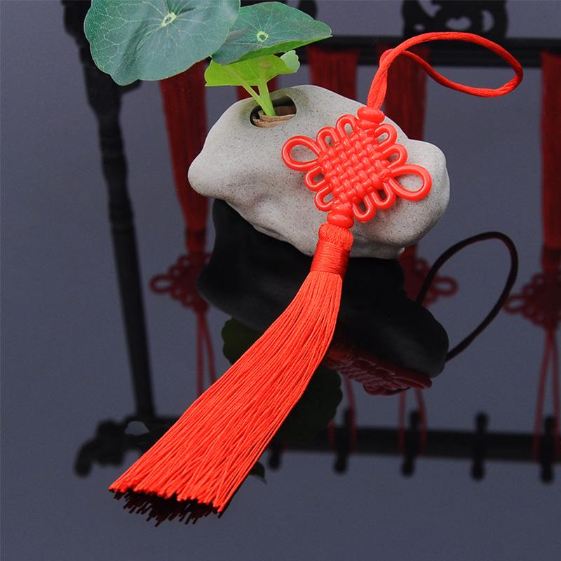 New Acrylic Chinese Knot 6-Disc Tassel Pendant - Festive Red Fringes for Spring Festival