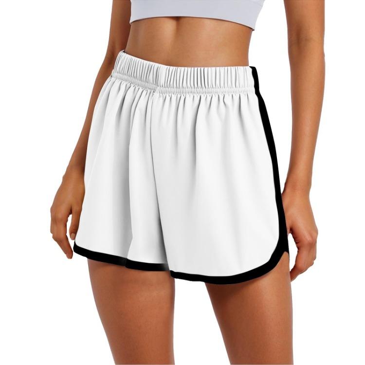 

Elastic Waist Women Sports Shorts Loose Casual Solid Color XXL білий