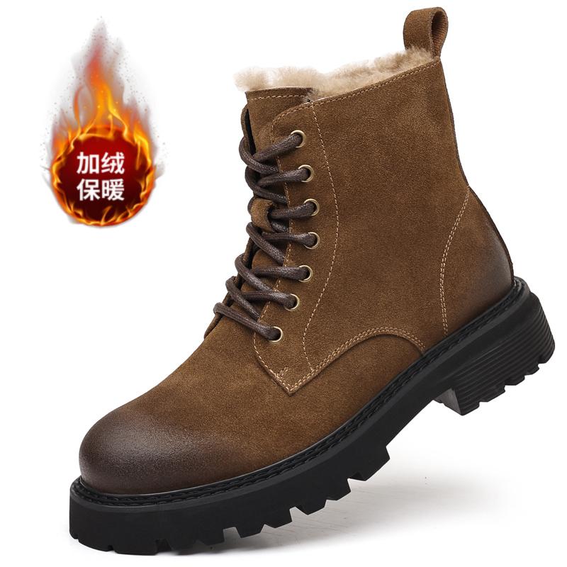 Winter New Men's Outdoor Plush Leisure Warm Boots Fashion Side Zipper Comfortable Tall Boots Anti Slip Thick Bottom Snow Boots