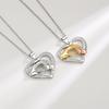 New Minimalist Necklace with Versatile Three Color Hand In Hand Love Heart Women's Necklace Collarbone Chain