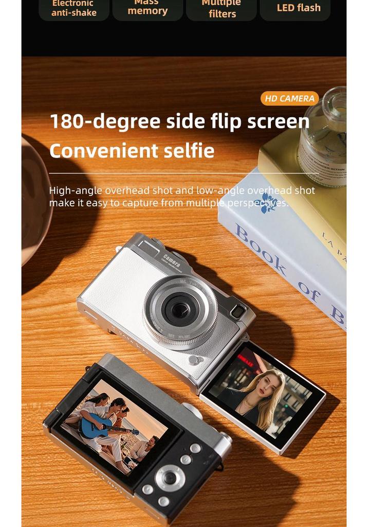 4K HD Retro Camcorder with Flip-out Screen for Students & Travelers