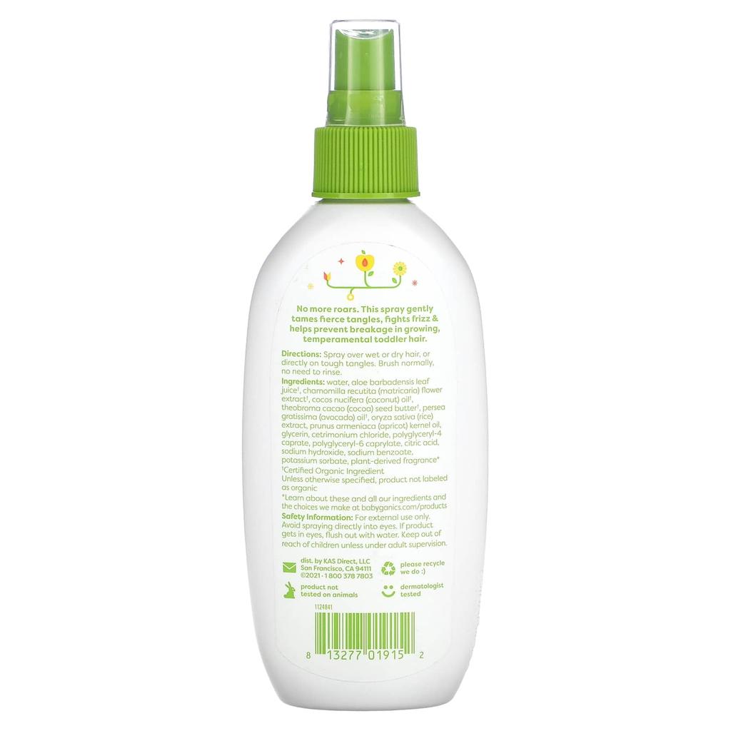 Babyganics Tots Detangling Spray, Apricot Chamomile, 6 Fl Oz (177 Ml)